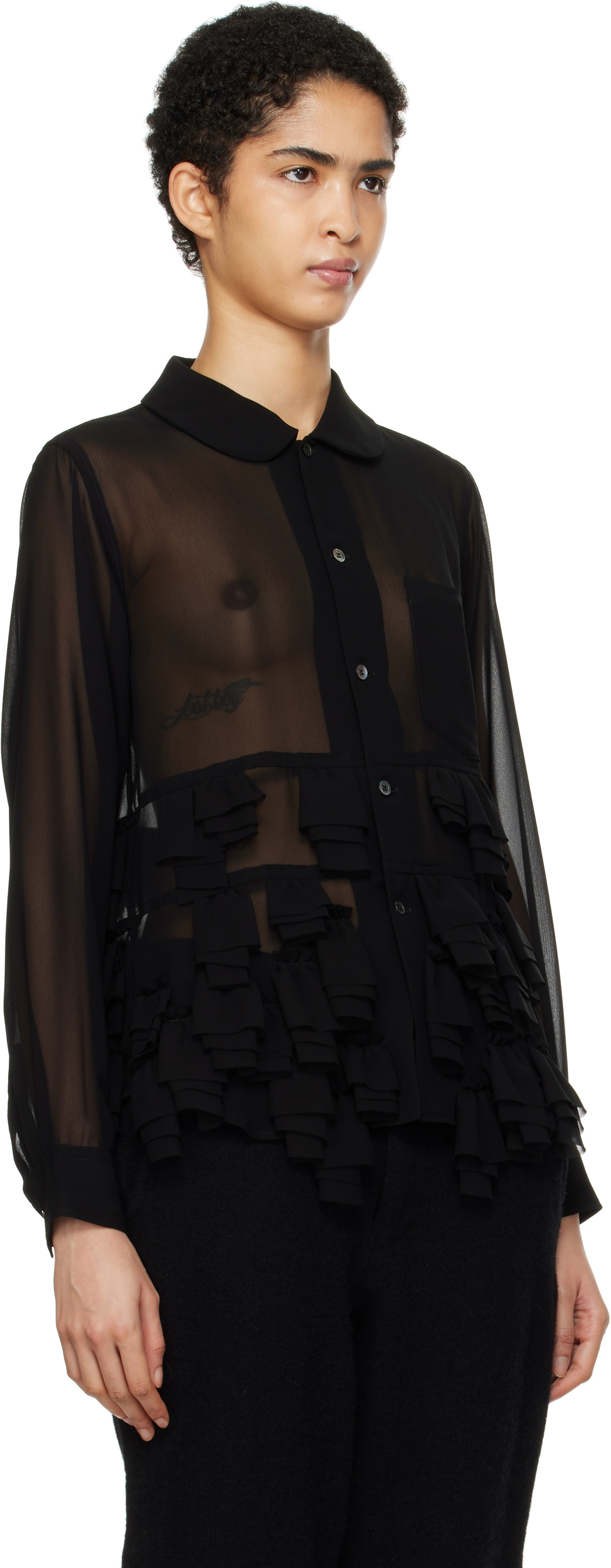 Black Comme des Garçons Black Georgette Blouse
