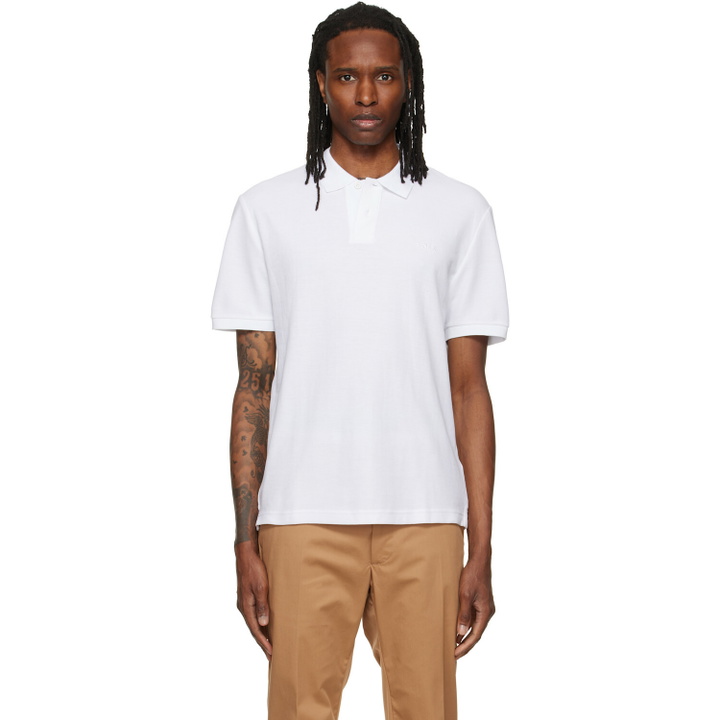 Photo: BOSS White Embroidered-Logo Polo