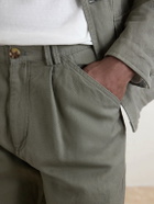 Brunello Cucinelli - Straight-Leg Pleated Cotton and Linen-Blend Trousers - Green