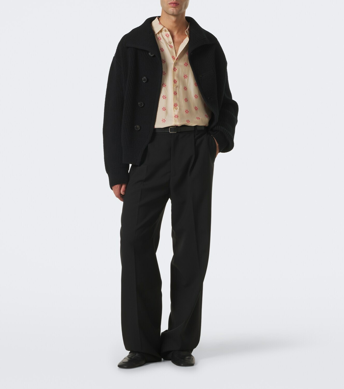 Dries Van Noten Pleated wool wide-leg pants