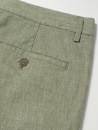 Club Monaco - Jax Straight-Leg Pinstriped Linen-Blend Shorts - Green