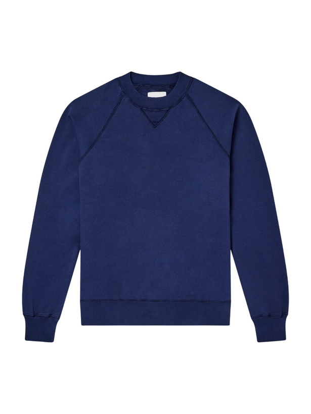 Photo: Drake's - Garment-Washed Cotton-Jersey Sweatshirt - Blue