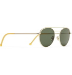 Cutler and Gross - Round-Frame Engraved Silver-Tone Sunglasses - Men - Green