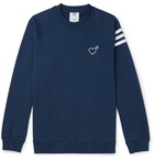 adidas Consortium - Human Made Logo-Embroidered Striped Loopback Cotton-Jersey Sweatshirt - Blue