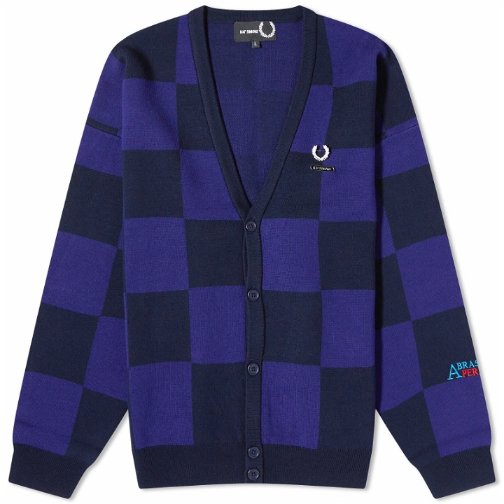 Photo: Fred Perry Men's x Raf Simons Checkerboard Cardigan in Navy