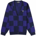 Fred Perry Men's x Raf Simons Checkerboard Cardigan in Navy
