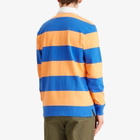 Polo Ralph Lauren Men's Long Sleeve Rugby Shirt in Classic Peach/New Iris Blue