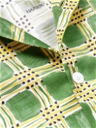 Marni - Convertible-Collar Checked Silk Shirt - Green