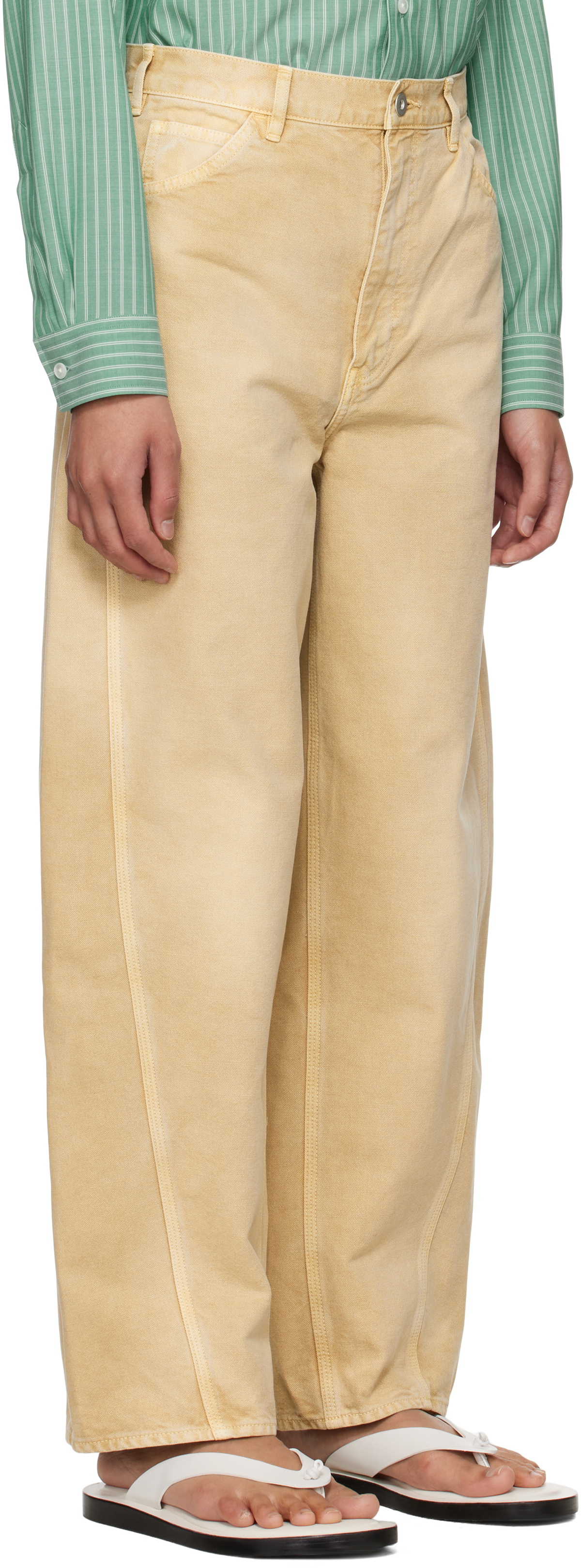 AURALEE Beige Organic Cotton Duck Trousers