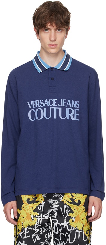 Photo: Versace Jeans Couture Navy Printed Polo