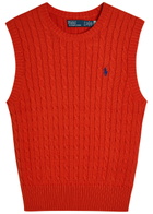 Polo Ralph Lauren Logo-embroidered Cable-knit Cotton Vest Orange