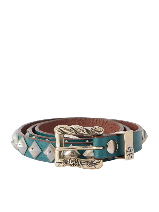 Photo: Enfants Riches Déprimés - 2cm Skinny O-Ring Studded Leather Belt - Blue