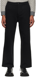 Solid Homme Black Press-Stud Lounge Pants