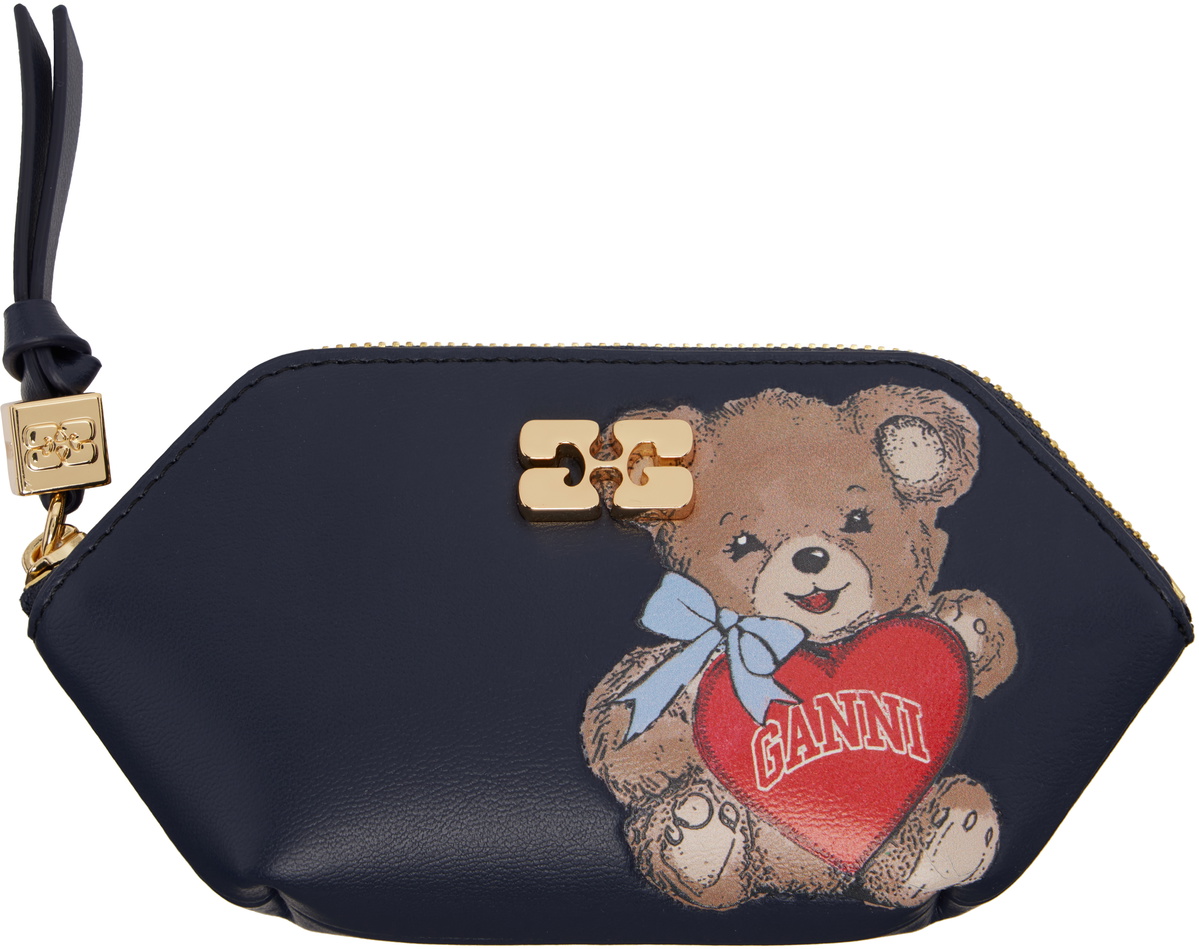 GANNI Navy Bou Bear Coin Pouch