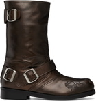 Stefan Cooke Brown Pegasus Biker Boots