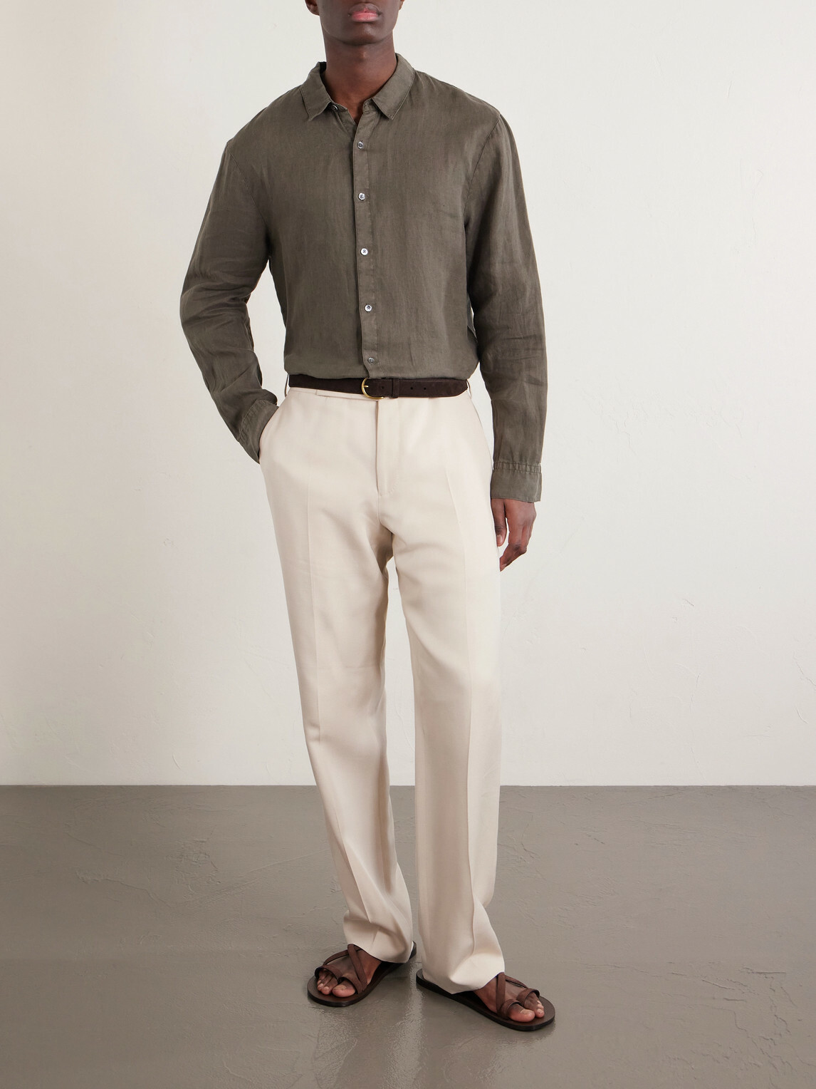 James Perse - Garment-Dyed Linen Shirt - Green