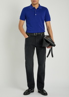 Tom Ford Logo-embroidered Piqué Polo Shirt Blue