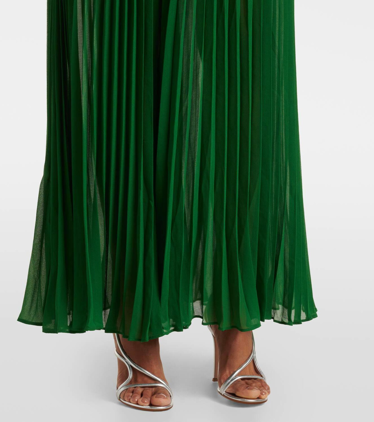 関税込【Self-portrait】Crystal-embellished ruffled gown Crystal-embellished ruffled gown in green - Self Portrait