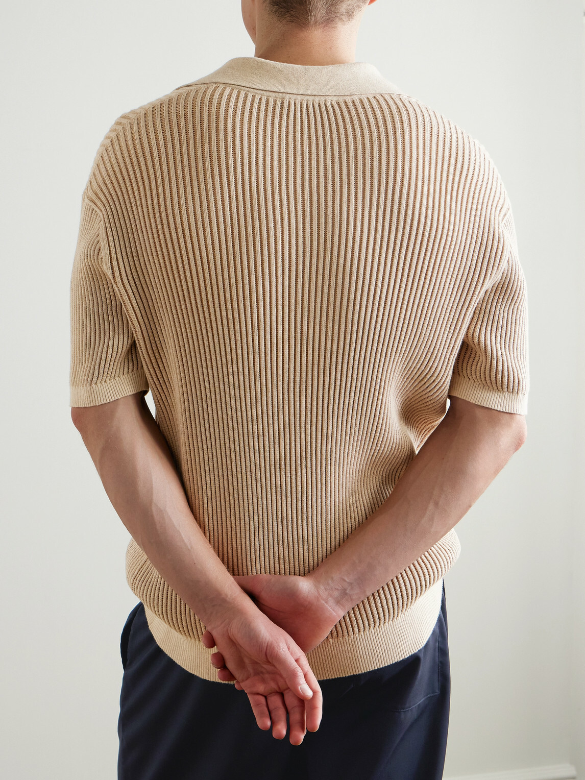 Frescobol Carioca - Rino Ribbed-Knit Cotton-Blend Polo Shirt - Neutrals