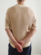 Frescobol Carioca - Rino Ribbed-Knit Cotton-Blend Polo Shirt - Neutrals