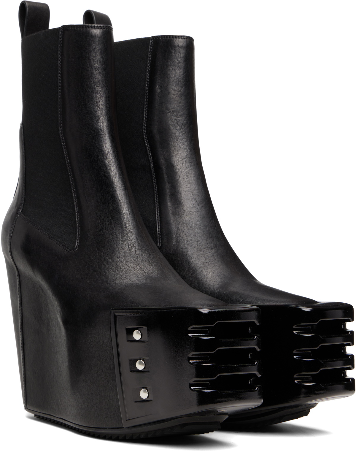 靴 GRILLED WEDGE BEATLE BLACK 42 RU01E5848 Rick Owens Black Grilled Wedge Beatle Chelsea Boots Rick Owens