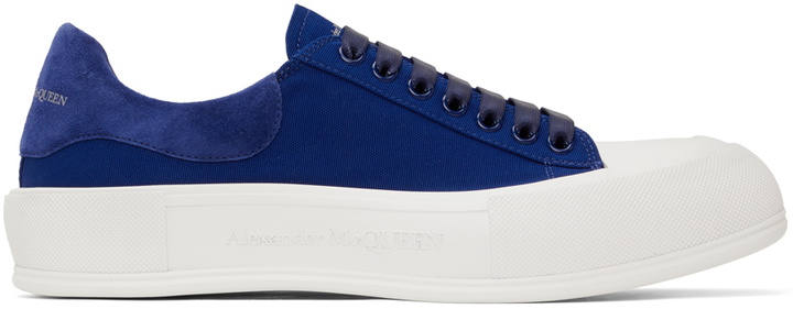 Photo: Alexander McQueen Navy Deck Lace-Up Plimsoll Sneakers