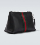 Gucci Web Trademark leather pouch