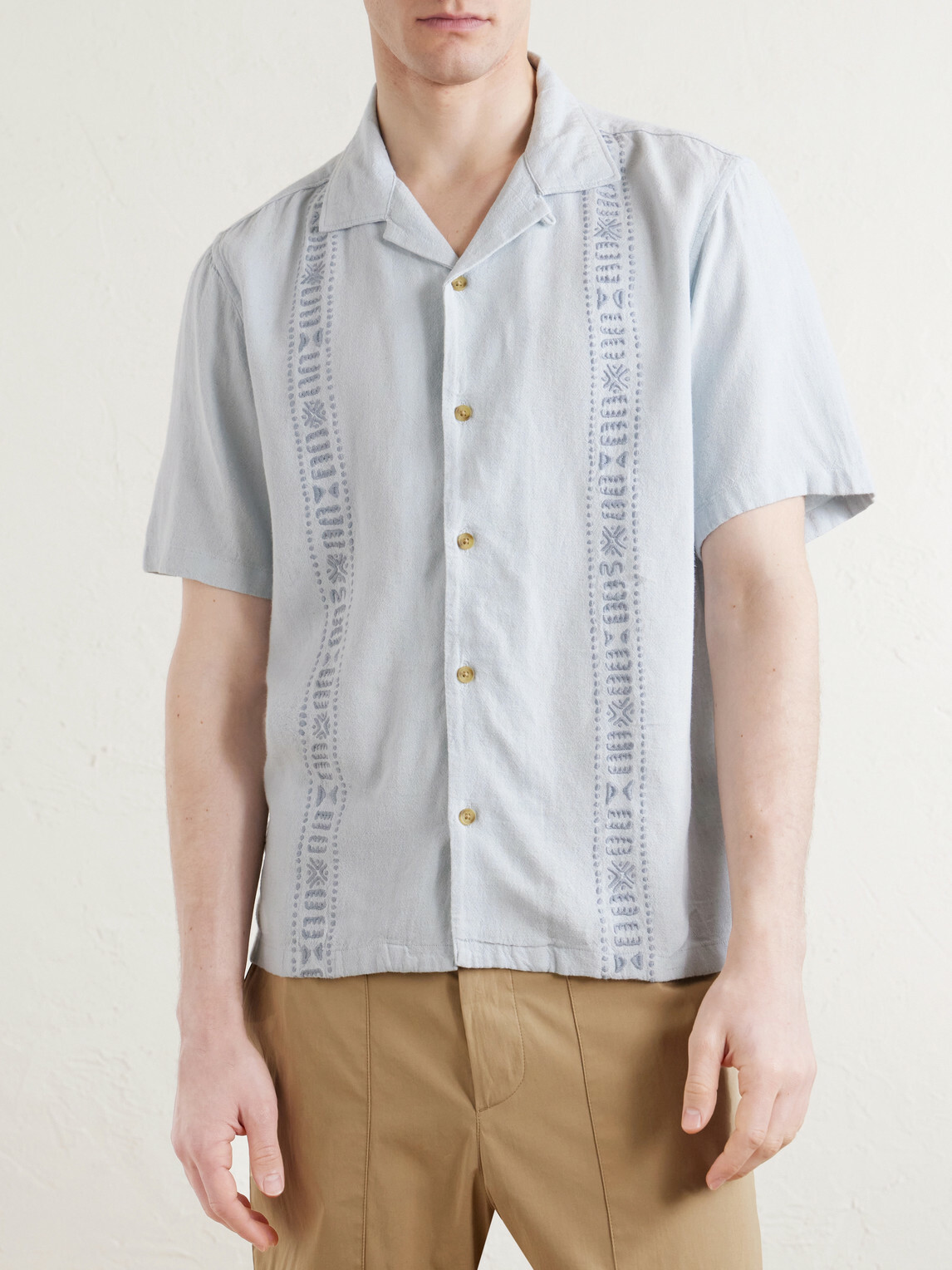 Aimé Leon Dore - Embroidered Linen-Blend Shirt - Blue