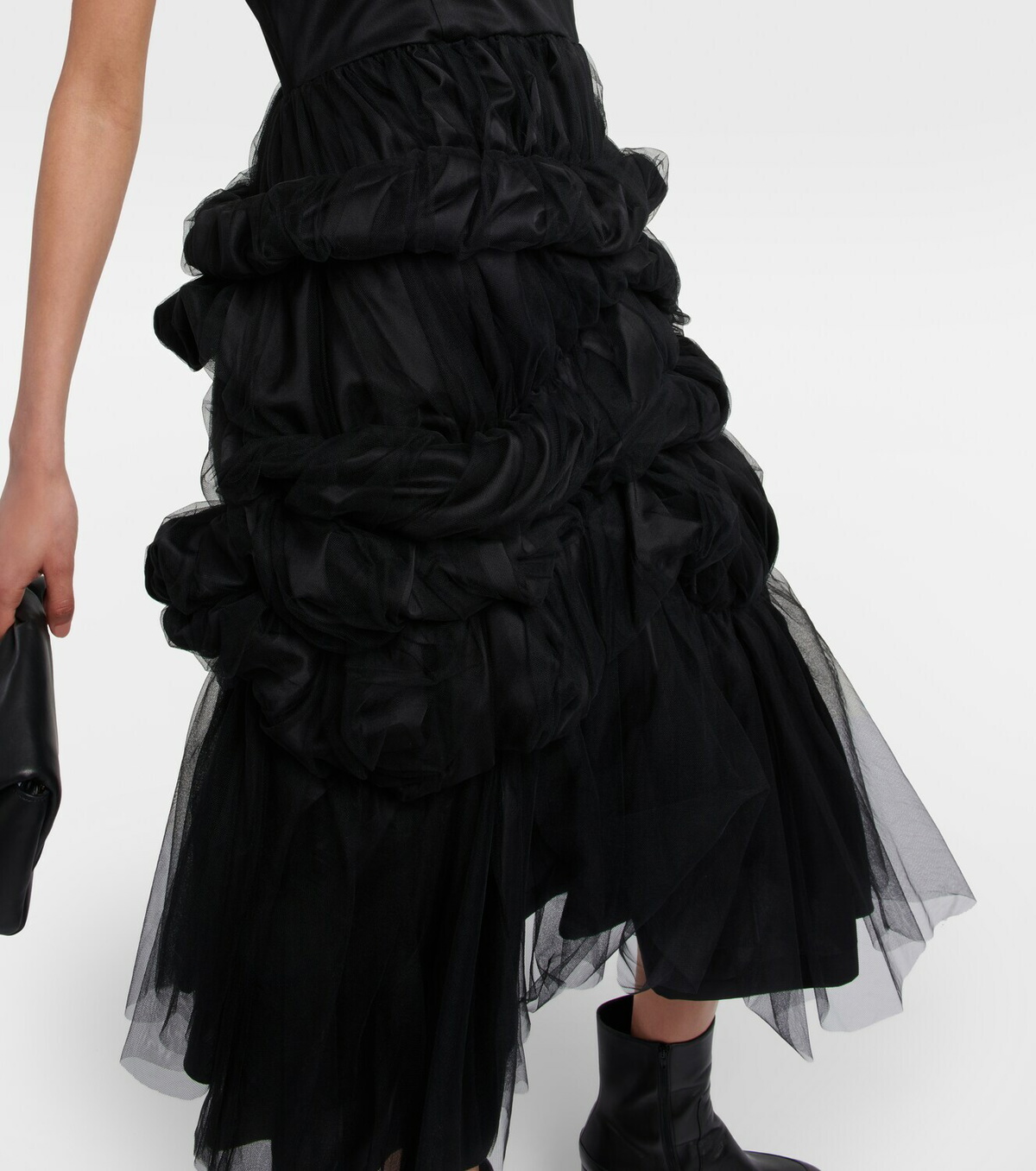 【Noir Kei Ninomiya】 Ruchedチュールミディスカート Noir Kei Ninomiya - Ruched tulle midi dress Noir Kei Ninomiya
