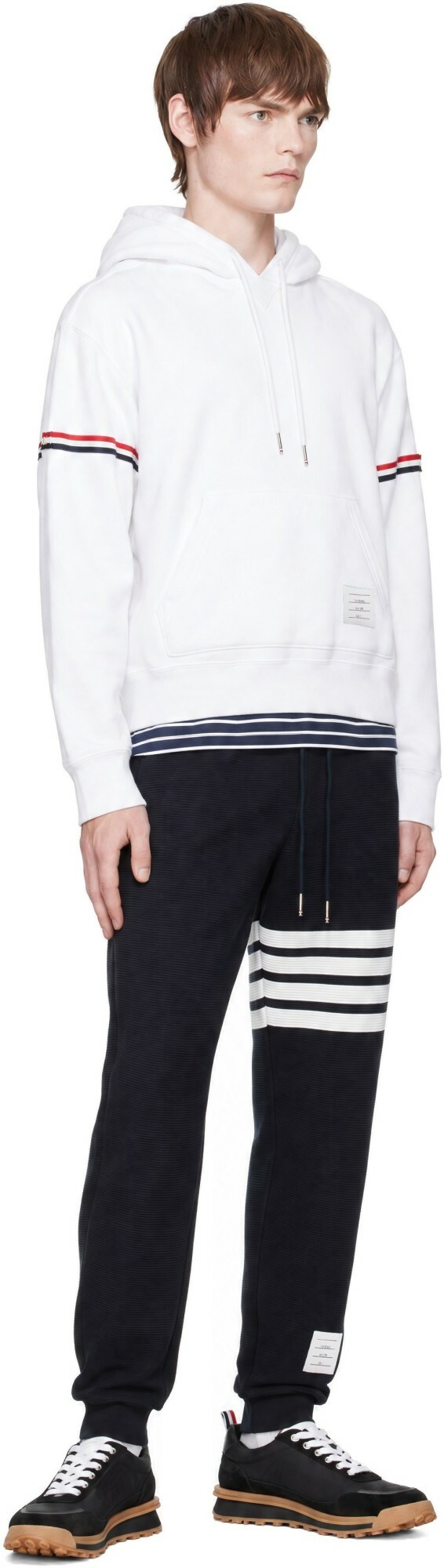 Thom Browne White Loopback Jersey Armband Oversized Hoodie