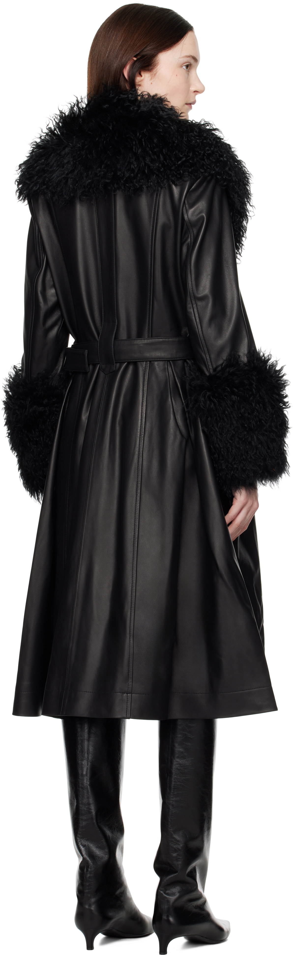 Saks Potts Black Foxy Shearling Coat