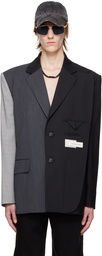 Feng Chen Wang SSENSE Exclusive Grey Paneled Blazer