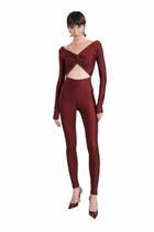The Andamane Kendall Jumpsuit In Bordeaux Polyamide