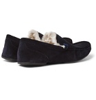 Hugo Boss - Faux Shearling-Lined Suede Slippers - Blue