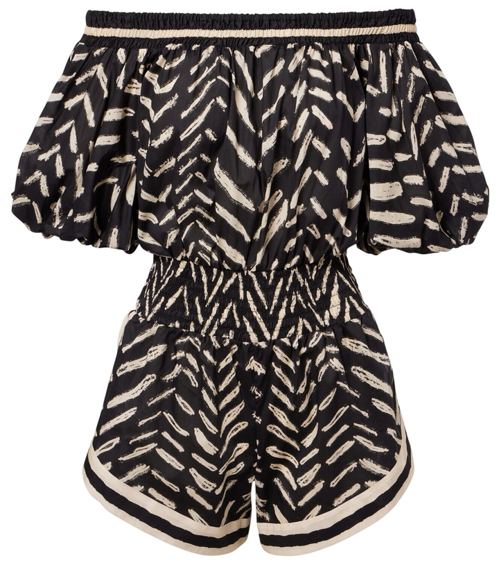 Photo: Johanna Ortiz Printed off-shoulder cotton romper