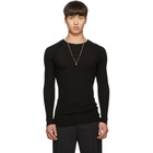 Rick Owens Black Ribbed Round Neck Sweater