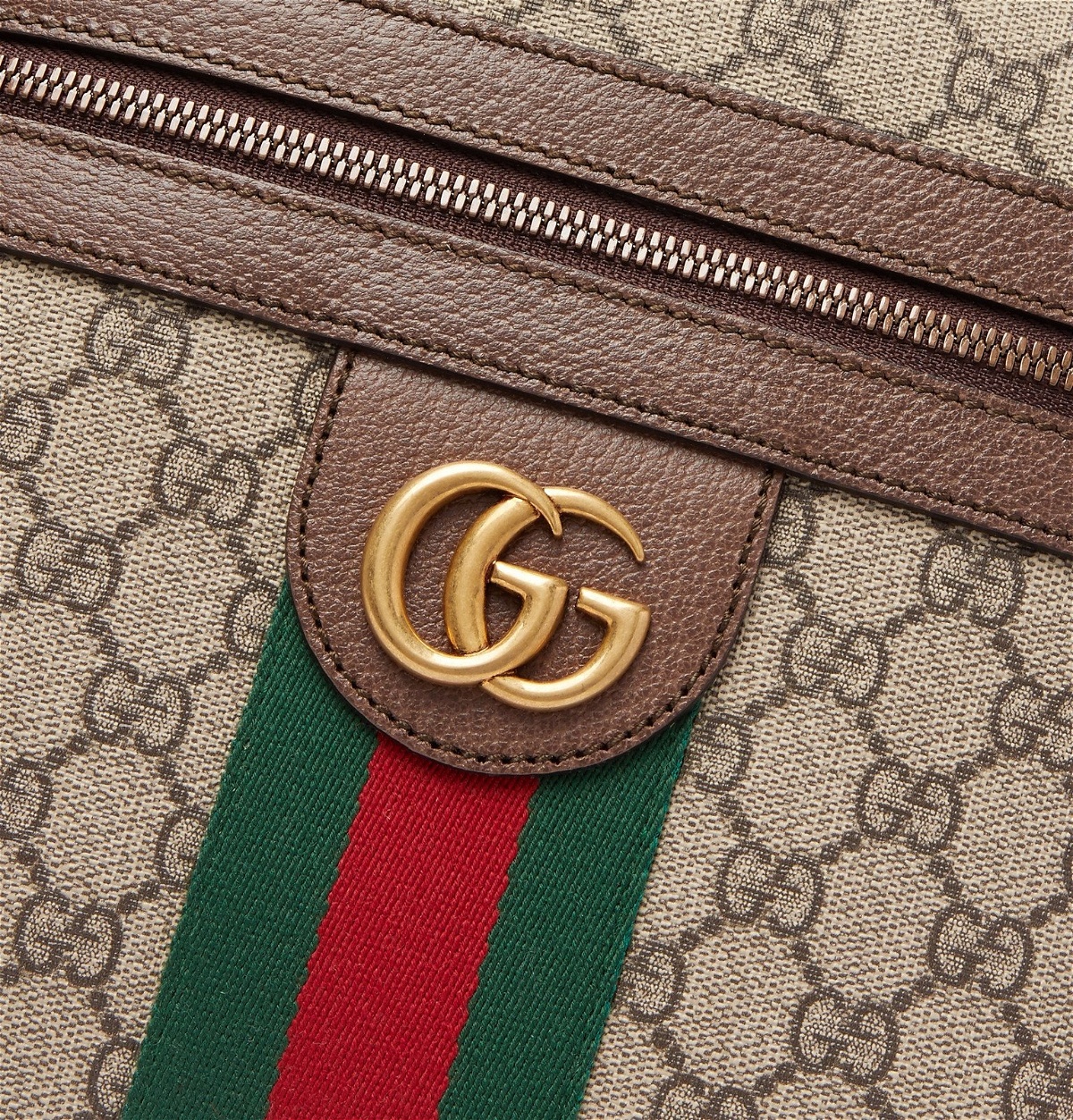 GUCCI Ophidia Mini Leather-Trimmed Monogrammed Coated-Canvas