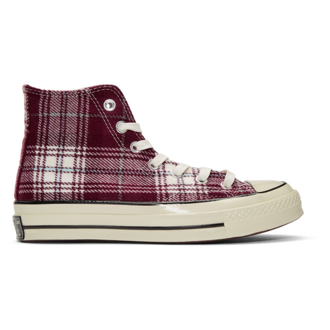 Photo: Converse Burgundy Plaid Chuck Taylor 70 High-Top Sneakers