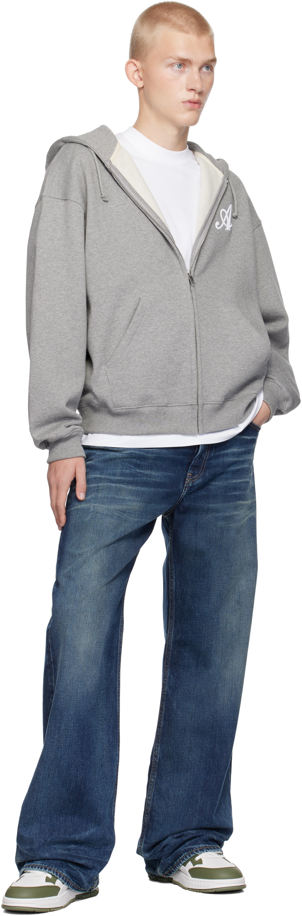 Axel Arigato Gray Maine Zip-Up Hoodie