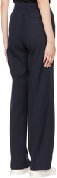 Maison Kitsuné Navy Polyester Trousers