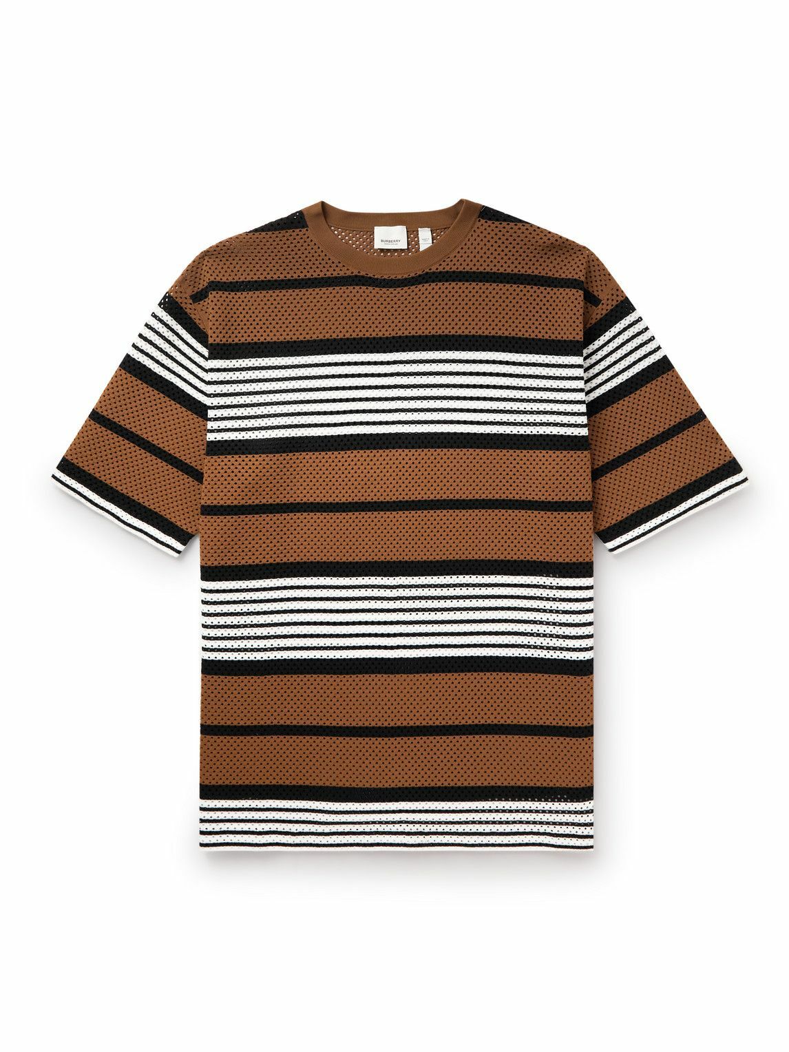 Burberry - Striped Mesh T-Shirt - Brown Burberry