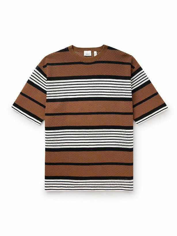 Photo: Burberry - Striped Mesh T-Shirt - Brown