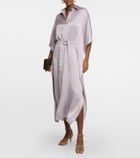Brunello Cucinelli - Satin belted shirt dress