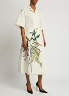 Stine Goya Striped Printed Cotton Midi Shirt Dress Cream