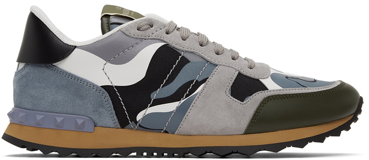 Photo: Valentino Garavani Grey Camo Rockrunner Sneakers