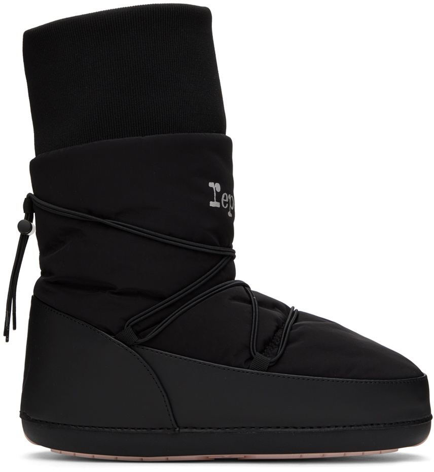 Repetto Black Glitter Velvet Ingrid Boots Repetto
