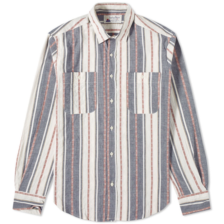Photo: Santiago Shirt by Gitman Vintage Jacquard Stripe Shirt White & Brick