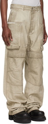 Rick Owens DRKSHDW Beige Temple Stefan Denim Cargo Pants