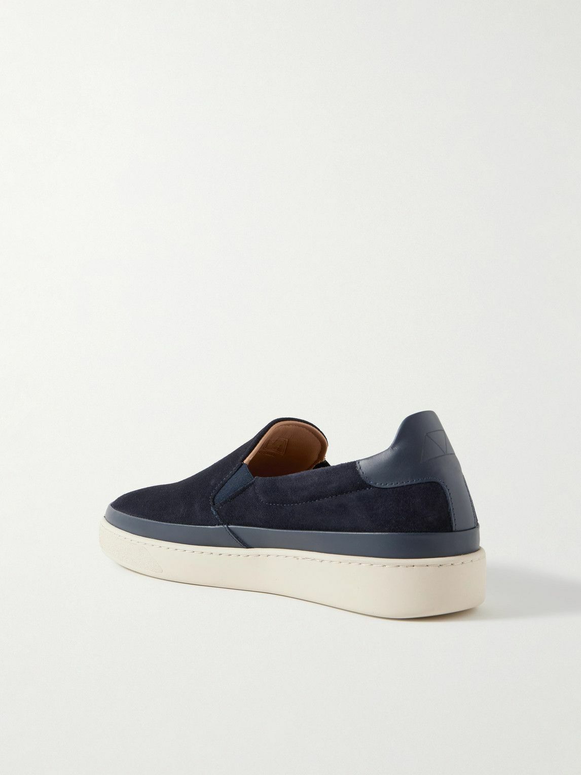 Mulo - Leather-Trimmed Suede Slip-On Sneakers - Blue