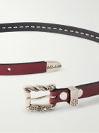 Enfants Riches Déprimés - 2cm Logo-Embossed Studded Leather Belt - Burgundy